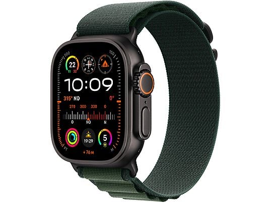 Apple Watch Ultra 2 GPS + Cellular 49mm, Titanio Nero con Cinturino Alpine Loop Verde